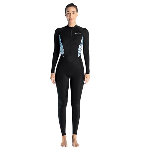 VLOBAOM Damen-Neoprenanzug Dive Skin Ganzkörper-Rashguard Für Damen, Ganzkörper-Badebekleidung Mit Frontreißverschluss Zum Surfen, Schwimmen, Tauchen,S,Black von VLOBAOM