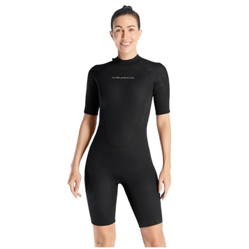 VLOBAOM Damen-Shorty-Neoprenanzug, 3 Mm Neopren-Tauchanzug, Reißverschluss Hinten, Neoprenanzüge Zum Tauchen, Schnorcheln, Surfen, Schwimmen,L,Black von VLOBAOM