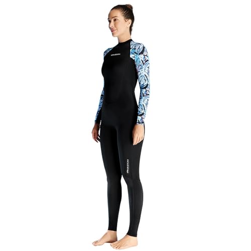 VLOBAOM Ganzkörper-Neoprenanzug, Langärmelig, Tauchfelle Für Damen, Einteilige Badebekleidung Zum Schnorcheln, Surfen, Tauchen, Schwimmen,M,Black von VLOBAOM