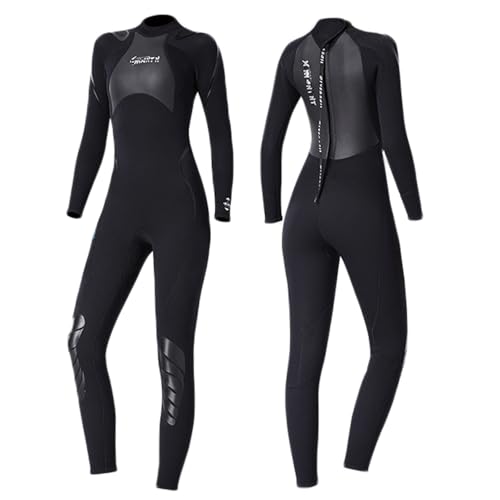 VLOBAOM Herren-Neoprenanzug, 3 Mm, Damen-Ganzkörper-Tauchanzug, Reißverschluss Hinten, Neoprenanzug Zum Tauchen, Schnorcheln, Surfen, Schwimmen,S, Women Black von VLOBAOM