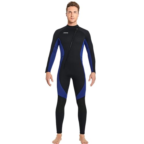 VLOBAOM Herren-Neoprenanzug, 3 Mm Neopren-Frontreißverschluss, Neoprenanzug Für Herren, Thermo-Tauchanzug in Kaltem Wasser Zum Surfen Und Schnorcheln,L,Blue von VLOBAOM