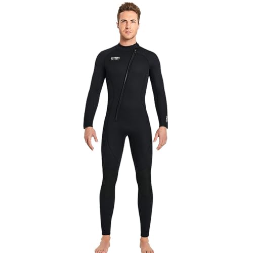 VLOBAOM Herren-Neoprenanzug, 3 Mm Neopren-Frontreißverschluss, Neoprenanzug Für Herren, Thermo-Tauchanzug in Kaltem Wasser Zum Surfen Und Schnorcheln,XL,Black von VLOBAOM