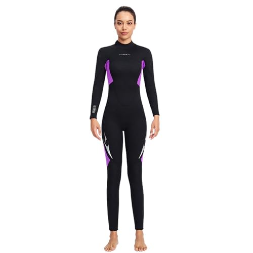 VLOBAOM Neopren-Neoprenanzug Für Männer Und Frauen, Ganzkörper-Tauchanzug, Langärmlig, Warm Haltende Badebekleidung Zum Tauchen, Surfen, Schnorcheln,3XL, Women Black von VLOBAOM