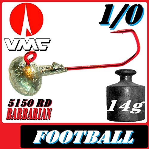 VMC Jighaken Jigkopf Football Eierkopf Größe 1/0 14g 25 Stück im Set von VMC