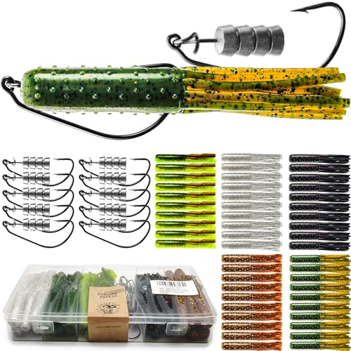 VMSIXVM Tube Lures Tube Baits Tube Jig Heads Kit, Tube Worm Jigs Soft Plastic Tube Grub Baits Hook for Bars, Crappie, Forelle, Crappie Lures Tube Swimbaits for Freshwater Salzwasser von VMSIXVM