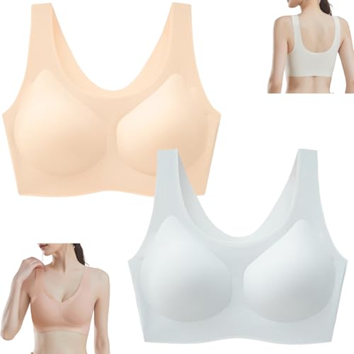 2 Stück Airwear bügelloser 3D-BH, bügelloser 3D-Verstärkungs-BH, Tanktop-Sport-BH, Push-up-Sport-Yoga-BH, Sportweste (11,L) von VNDUIFH