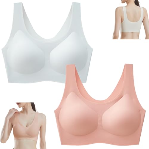 2 Stück Airwear bügelloser 3D-BH, bügelloser 3D-Verstärkungs-BH, Tanktop-Sport-BH, Push-up-Sport-Yoga-BH, Sportweste (18,M) von VNDUIFH