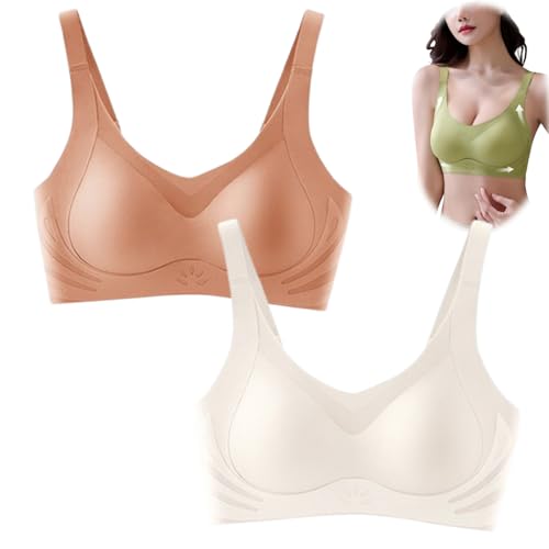 2 Stück Super Gather Bra Bügelloser Push-Up-BH, Lifting Anti-Sagging Bügelloser Push-Up-BH, Nahtloser BH ohne Stahlring (4,L) von VNDUIFH