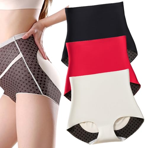 3-teilige Formende Shorts aus Eisseide mit Ionenfasern, Nahtlose, flüssige Formhose, hoch taillierte Slips zur Bauchkontrolle und Po-Lifting (3,M) von VNDUIFH