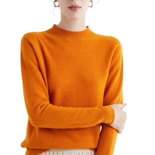 Lässiger langärmliger Unterhemd-Pullover für Damen, halbhoher Rollkragenpullover aus Wolle, passendes Unterhemd (16,L) von VNDUIFH