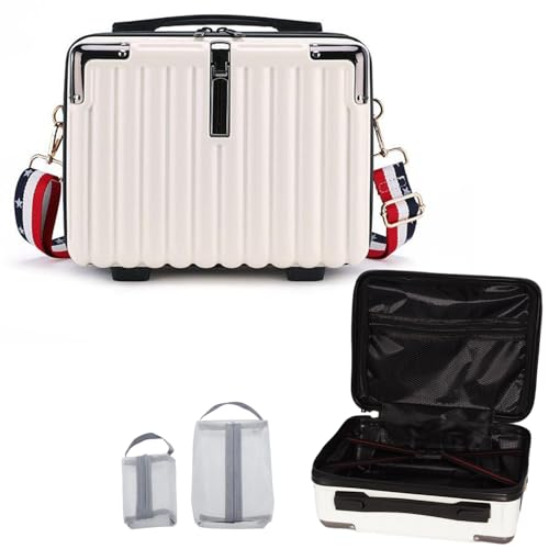 VNIMTI Kosmetikkoffer mit Handgriff, Kosmetiktasche zu Damen, Wasserdicht Schminkkoffer Beautycase mit Schultergurt, Tragbar Handgepäck, Weiß VNIMTI Kosmetikkoffer mit Handgriff, Kosmetiktasche zu Damen, Wasserdicht Schminkkoffer Beautycase mit Schultergurt, Tragbar Handgepäck, Weiß von VNIMTI
