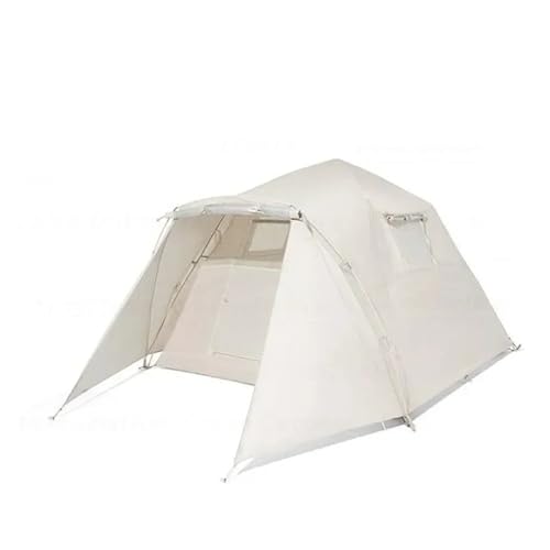 Eisfischerzelt Camping-Zero-Motion-Familienzelt für 3–4 Personen, Outdoor-Picknick, automatisches Schnellöffnungszelt, Fiberglas-Stangen-Wanderzelt biwakzelt(Beige White) von VNSMM