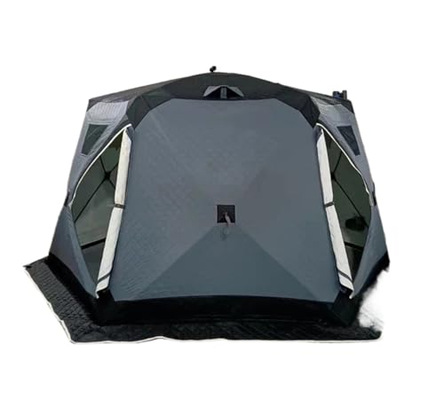 Eisfischerzelt Isoliertes tragbares Winterzelt für 4 Personen, Outdoor-Camping, Wandern, Eisfischen und Saunaaktivitäten biwakzelt(Black) von VNSMM