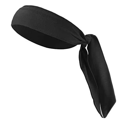 VOCOSTE 1 Pcs Adjustable Soft Sport Headband, Sweat Wicking Gym Tennis Tie Sweatband for Men Women, Black von VOCOSTE