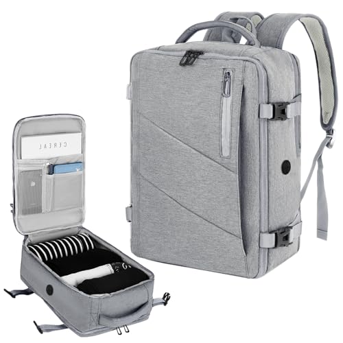VOESLD Ryanair Handgepäck 40x20x25, Handgepäck Rucksack Damen Herren Laptop Rucksack Hellgrau Wasserdicht, Reiserucksack Flugzeug für Alle Großen Airlines VOESLD Ryanair Handgepäck 40x20x25, Handgepäck Rucksack Damen Herren Laptop Rucksack Hellgrau Wasserdicht, Reiserucksack Flugzeug für Alle Großen Airlines von VOESLD