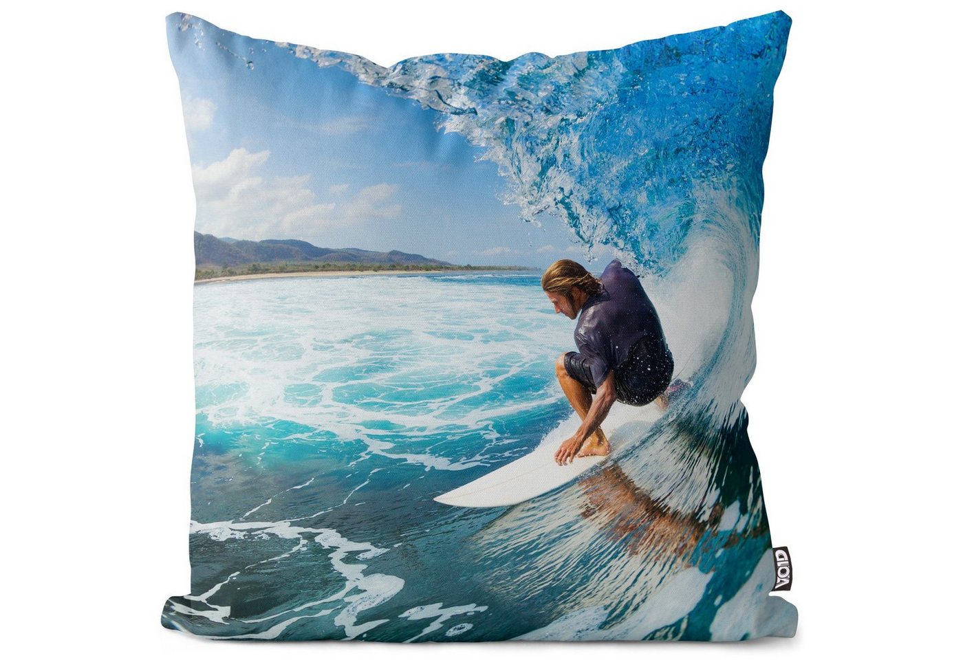 Kissenbezug, VOID (1 Stück), Sofa-Kissen Surfen Urlaub Karibik Board Brett Ozean Reise Insel Hawaii Strand Sommer Sport Baden Schwimmen Strandurlaub Palmen von VOID