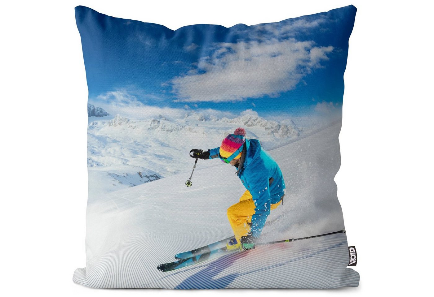 Kissenbezug, VOID (1 Stück), Sofa-Kissen Wintersport Winter Sport Ski fahren Skifahren Urlaub Berge Österreich Ischgl Hütte Reise Ausflug Eis von VOID