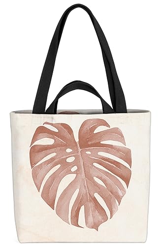 VOID Boho Trockenblume Monstera Tasche 33x33x14cm,15l Einkaufs-Beutel Shopper Einkaufs-Tasche Bag von VOID