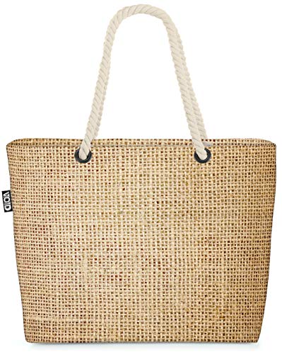 VOID Burlap Textur Strandtasche Shopper 58x38x16cm 23L XXL Einkaufstasche Tasche Reisetasche Beach Bag von VOID