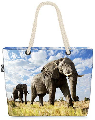 VOID Elefant Afrika Strandtasche Shopper 58x38x16cm 23L XXL Einkaufstasche Tasche Reisetasche Beach Bag von VOID