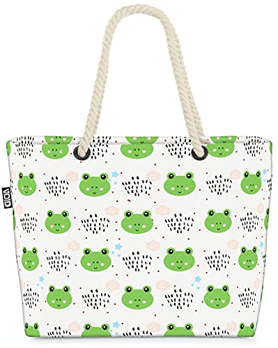 VOID Frosch Regen Sterne Strandtasche Shopper 58x38x16cm 23L XXL Einkaufstasche Tasche Reisetasche Beach Bag von VOID