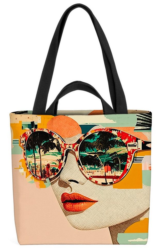 VOID Henkeltasche (1-tlg), Retro Frau Sonnenbrille Amerika Retro Frau Sonnenbrille Amerika Vinta von VOID