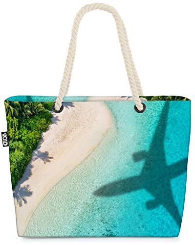 VOID Insel Flugzeug Strandtasche Shopper 58x38x16cm 23L XXL Einkaufstasche Tasche Reisetasche Beach Bag von VOID