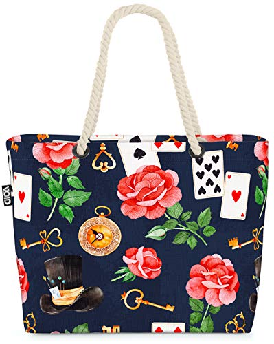 VOID Wunderland Karten Rosen Strandtasche Shopper 58x38x16cm 23L XXL Einkaufstasche Tasche Reisetasche Beach Bag VOID Wunderland Karten Rosen Strandtasche Shopper 58x38x16cm 23L XXL Einkaufstasche Tasche Reisetasche Beach Bag von VOID