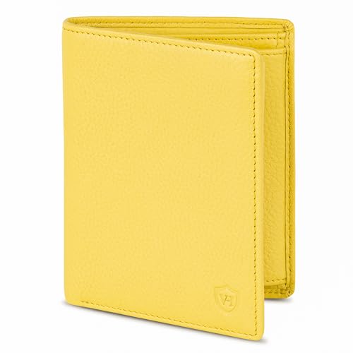 VON HEESEN Leder Geldbörse RFID Schutz I Echtleder Geldbeutel für Damen & Herren I Portemonnaie Brieftasche Wallet Portmonee (Gelb) von VON HEESEN
