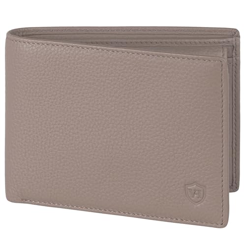 VON HEESEN Leder Geldbörse RFID Schutz I Echtleder Geldbeutel für Damen & Herren I Portemonnaie Brieftasche Wallet Portmonee (Taupe) von VON HEESEN