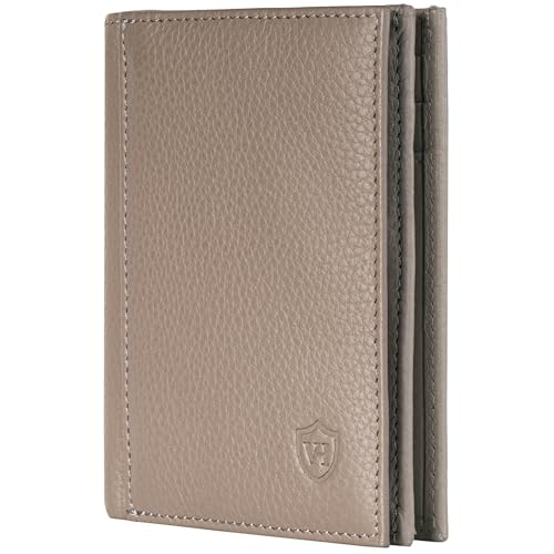 VON HEESEN® Leder Geldbörse mit Münzfach & RFID Schutz Herren & Damen - Echtleder Geldbeutel für Männer & Frauen - Portemonnaie Brieftasche Wallet Portmonee (Taupe) von VON HEESEN