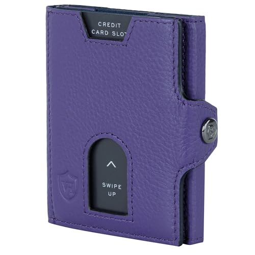 VON HEESEN Slim Wallet mit RFID Schutz - Geldbörse Herren klein - Mini Geldbeutel Damen Portmonee - Kartenetui Echtleder Karten Portemonnaie - Leder Kreditkartenetui Violet von VON HEESEN