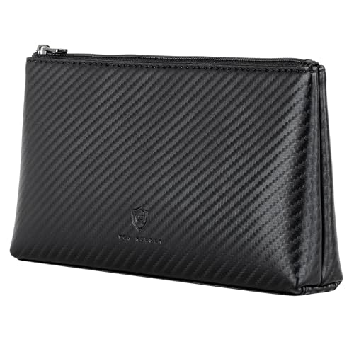 VON HEESEN Echtleder Kosmetiktasche für Herren & Damen - Kulturbeutel aus echtem Leder - Kulturtasche und Waschtasche für Frauen und Männer in Carbon Schwarz VON HEESEN Echtleder Kosmetiktasche für Herren & Damen - Kulturbeutel aus echtem Leder - Kulturtasche und Waschtasche für Frauen und Männer in Carbon Schwarz von VON HEESEN