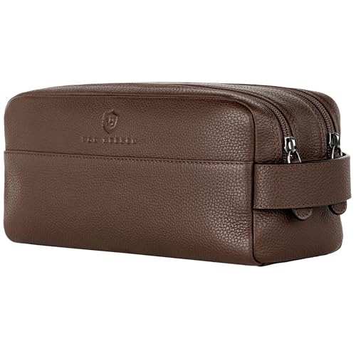 VON HEESEN Kulturbeutel Leder Kulturtasche für Herren & Damen - Echtleder Necessaire ideal zum Reisen - Waschtasche und Kosmetiktasche mit Zwei Hauptfächern braun, groß VON HEESEN Kulturbeutel Leder Kulturtasche für Herren & Damen - Echtleder Necessaire ideal zum Reisen - Waschtasche und Kosmetiktasche mit Zwei Hauptfächern braun, groß von VON HEESEN