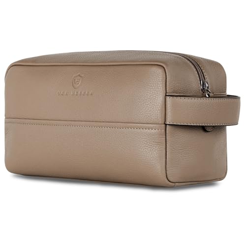 VON HEESEN Kulturbeutel Leder Kulturtasche für Herren & Damen - Echtleder Necessaire ideal zum Reisen - Waschtasche und Kosmetiktasche mit einem Hauptfach Taupe, groß VON HEESEN Kulturbeutel Leder Kulturtasche für Herren & Damen - Echtleder Necessaire ideal zum Reisen - Waschtasche und Kosmetiktasche mit einem Hauptfach Taupe, groß von VON HEESEN