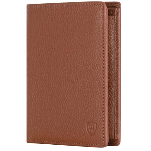 VON HEESEN Leder Geldbörse RFID Schutz I Echtleder Geldbeutel für Damen & Herren I Portemonnaie Brieftasche Wallet Portmonee (Cognac-Braun) von VON HEESEN