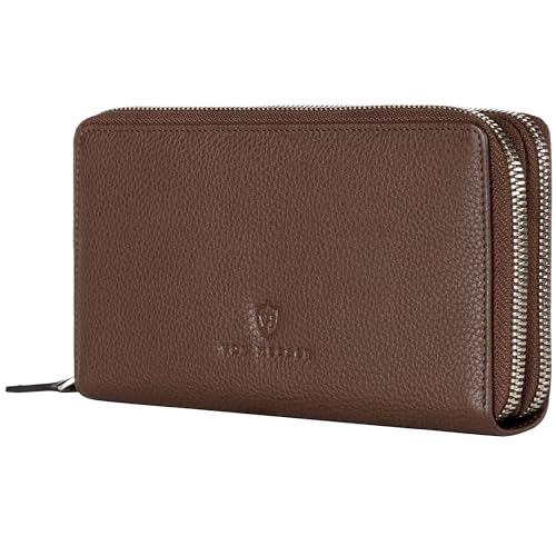 VON HEESEN Leder Geldbörse mit RFID-Schutz - Portemonnaie für Damen & Herren aus echtem Leder - Wallet mit Münzfach - Geldbeutel für Frauen und Männer in Braun VON HEESEN Leder Geldbörse mit RFID-Schutz - Portemonnaie für Damen & Herren aus echtem Leder - Wallet mit Münzfach - Geldbeutel für Frauen und Männer in Braun von VON HEESEN