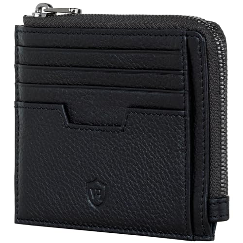 VON HEESEN Leder Kartenetui Geldbörse Herren & Damen Kreditkartenetui (Medium, Schwarz) von VON HEESEN