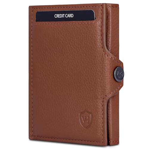 VON HEESEN Slim Wallet mit RFID-Schutz - Mini Geldbörse Herren & Damen klein - Kreditkartenetui Geldklammer Kartenetui - Geldbeutel Portmonee Portemonnaie klein (Cognac-Braun) VON HEESEN Slim Wallet mit RFID-Schutz - Mini Geldbörse Herren & Damen klein - Kreditkartenetui Geldklammer Kartenetui - Geldbeutel Portmonee Portemonnaie klein (Cognac-Braun) von VON HEESEN