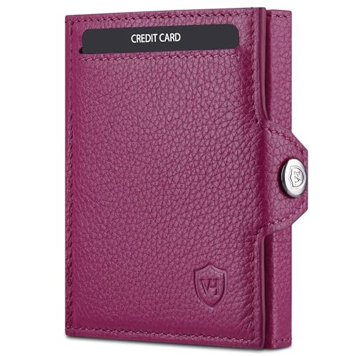 VON HEESEN Slim Wallet mit RFID-Schutz - Mini Geldbörse Herren & Damen klein - Kreditkartenetui Geldklammer Kartenetui - Geldbeutel Portmonee Portemonnaie klein (Pink) von VON HEESEN