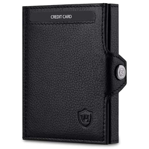 VON HEESEN Slim Wallet mit RFID-Schutz - Mini Geldbörse Herren & Damen klein - Kreditkartenetui Geldklammer Kartenetui - Geldbeutel Portmonee Portemonnaie klein (Schwarz) VON HEESEN Slim Wallet mit RFID-Schutz - Mini Geldbörse Herren & Damen klein - Kreditkartenetui Geldklammer Kartenetui - Geldbeutel Portmonee Portemonnaie klein (Schwarz) von VON HEESEN