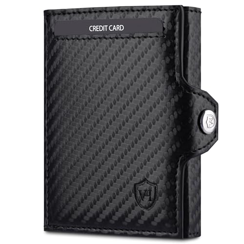 VON HEESEN Slim Wallet mit Münzfach & RFID-Schutz - Mini Geldbörse Herren & Damen - Kartenetui Geldklammer Kreditkartenetui - Portmonee Geldbeutel Portemonnaie klein (Carbon-Schwarz) VON HEESEN Slim Wallet mit Münzfach & RFID-Schutz - Mini Geldbörse Herren & Damen - Kartenetui Geldklammer Kreditkartenetui - Portmonee Geldbeutel Portemonnaie klein (Carbon-Schwarz) von VON HEESEN