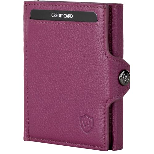 VON HEESEN Slim Wallet mit Münzfach & RFID-Schutz - Mini Geldbörse Herren & Damen - Kartenetui Geldklammer Kreditkartenetui - Portmonee Geldbeutel Portemonnaie klein (Pink) von VON HEESEN