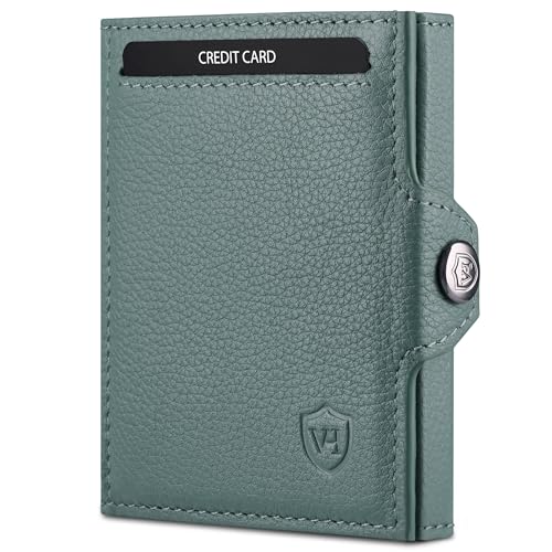 VON HEESEN Slim Wallet mit Münzfach & RFID-Schutz - Mini Geldbörse Herren & Damen - Kartenetui Geldklammer Kreditkartenetui - Portmonee Geldbeutel Portemonnaie klein (Türkis Silver-Pine) VON HEESEN Slim Wallet mit Münzfach & RFID-Schutz - Mini Geldbörse Herren & Damen - Kartenetui Geldklammer Kreditkartenetui - Portmonee Geldbeutel Portemonnaie klein (Türkis Silver-Pine) von VON HEESEN