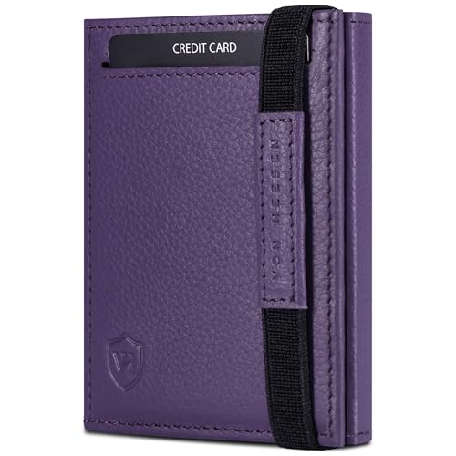 VON HEESEN Slim Wallet mit Münzfach & RFID Schutz - Leder Geldbörse Herren klein - Mini Geldbeutel Damen Portmonee - Kartenetui Echtleder Karten Portemonnaie - Kreditkartenetui Violet VON HEESEN Slim Wallet mit Münzfach & RFID Schutz - Leder Geldbörse Herren klein - Mini Geldbeutel Damen Portmonee - Kartenetui Echtleder Karten Portemonnaie - Kreditkartenetui Violet von VON HEESEN