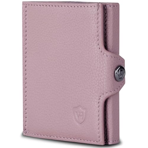 VON HEESEN Slim Wallet mit Münzfach & RFID-Schutz - Mini Geldbörse Herren & Damen - Kartenetui Kreditkartenetui - Portmonee Geldbeutel Portemonnaie klein Lavendel von VON HEESEN