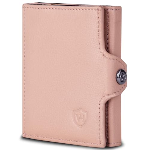 VON HEESEN Slim Wallet mit Münzfach & RFID-Schutz - Mini Geldbörse Herren & Damen - Kartenetui Kreditkartenetui - Portmonee Geldbeutel Portemonnaie klein Rose von VON HEESEN