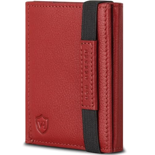 VON HEESEN Slim Wallet mit Münzfach & RFID-Schutz - Mini Geldbörse Herren & Damen - Kartenetui Kreditkartenetui - Portmonee Geldbeutel Portemonnaie klein Rot VON HEESEN Slim Wallet mit Münzfach & RFID-Schutz - Mini Geldbörse Herren & Damen - Kartenetui Kreditkartenetui - Portmonee Geldbeutel Portemonnaie klein Rot von VON HEESEN