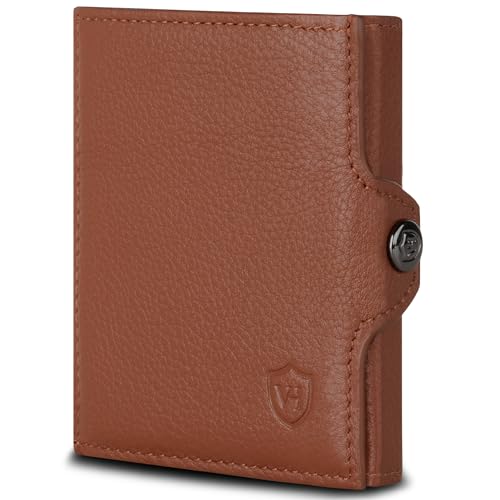 VON HEESEN Slim Wallet mit RFID Schutz - Geldbörse Herren klein - Mini Geldbeutel Damen Portmonee - Kartenetui Echtleder Karten Portemonnaie - Leder Kreditkartenetui Cognac-Braun VON HEESEN Slim Wallet mit RFID Schutz - Geldbörse Herren klein - Mini Geldbeutel Damen Portmonee - Kartenetui Echtleder Karten Portemonnaie - Leder Kreditkartenetui Cognac-Braun von VON HEESEN