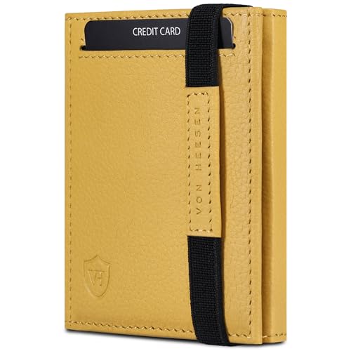 VON HEESEN Slim Wallet mit RFID Schutz - Geldbörse Herren klein - Mini Geldbeutel Damen Portmonee - Kartenetui Echtleder Karten Portemonnaie - Leder Kreditkartenetui Gelb VON HEESEN Slim Wallet mit RFID Schutz - Geldbörse Herren klein - Mini Geldbeutel Damen Portmonee - Kartenetui Echtleder Karten Portemonnaie - Leder Kreditkartenetui Gelb von VON HEESEN